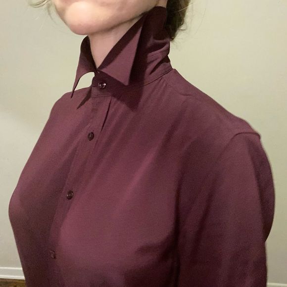 Ralph Lauren black label burgundy silk blend blouse size 2 - Picture 8 of 16